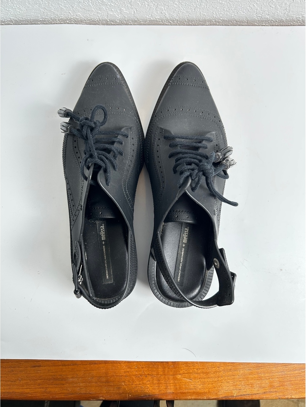 Alexandre Herchcovitch + Melissa Black Pointed Toe Slingback Oxfords, Size 7
